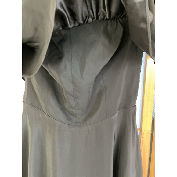 Amanda Uprichard Black Silk Mini Cocktail Dress Short Sleeve Ruffle Front, Small - Picture 5 of 10